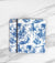 Blue Toile Wallet case for iPhone with coffee