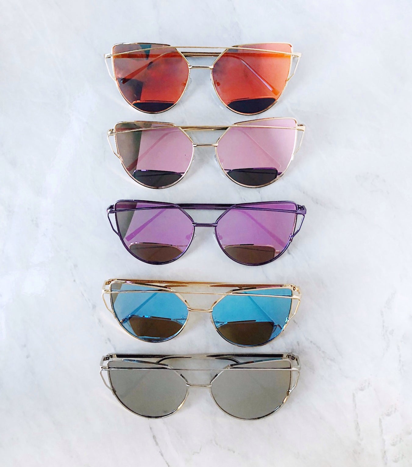 Cat eye sunglasses in a hard case