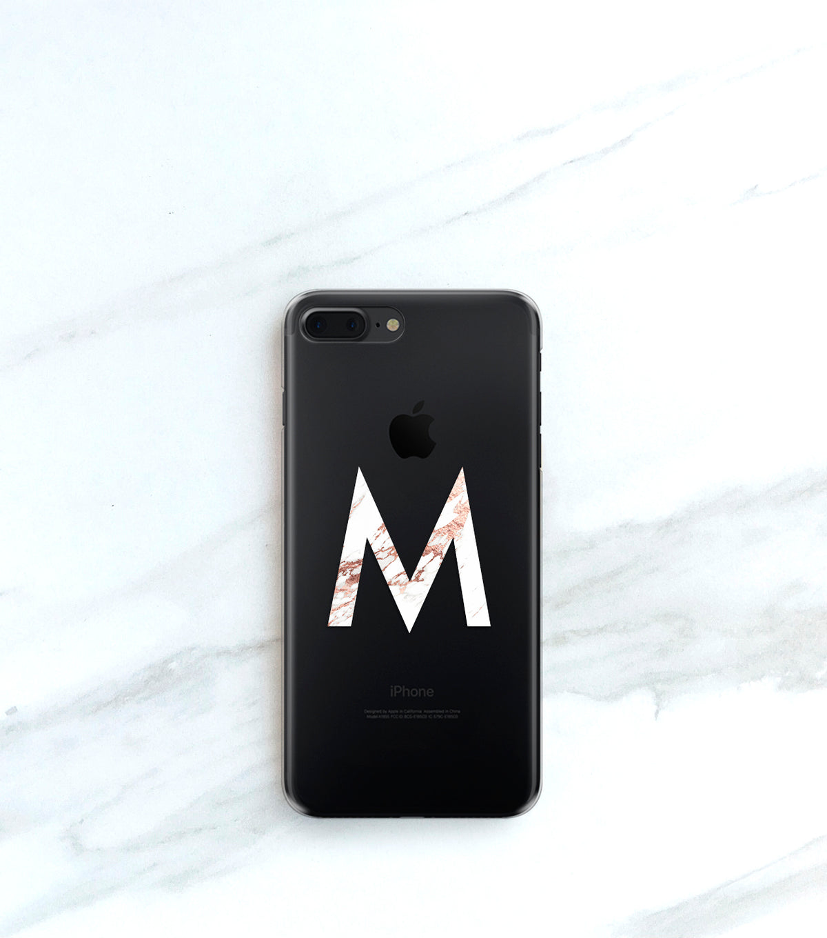 Clear case for iPhone with Marble Initial