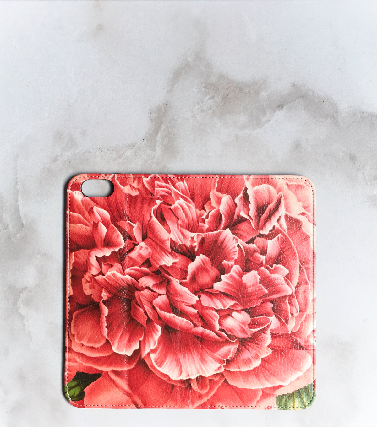 Peony Blossom Wallet case for iPhone full view