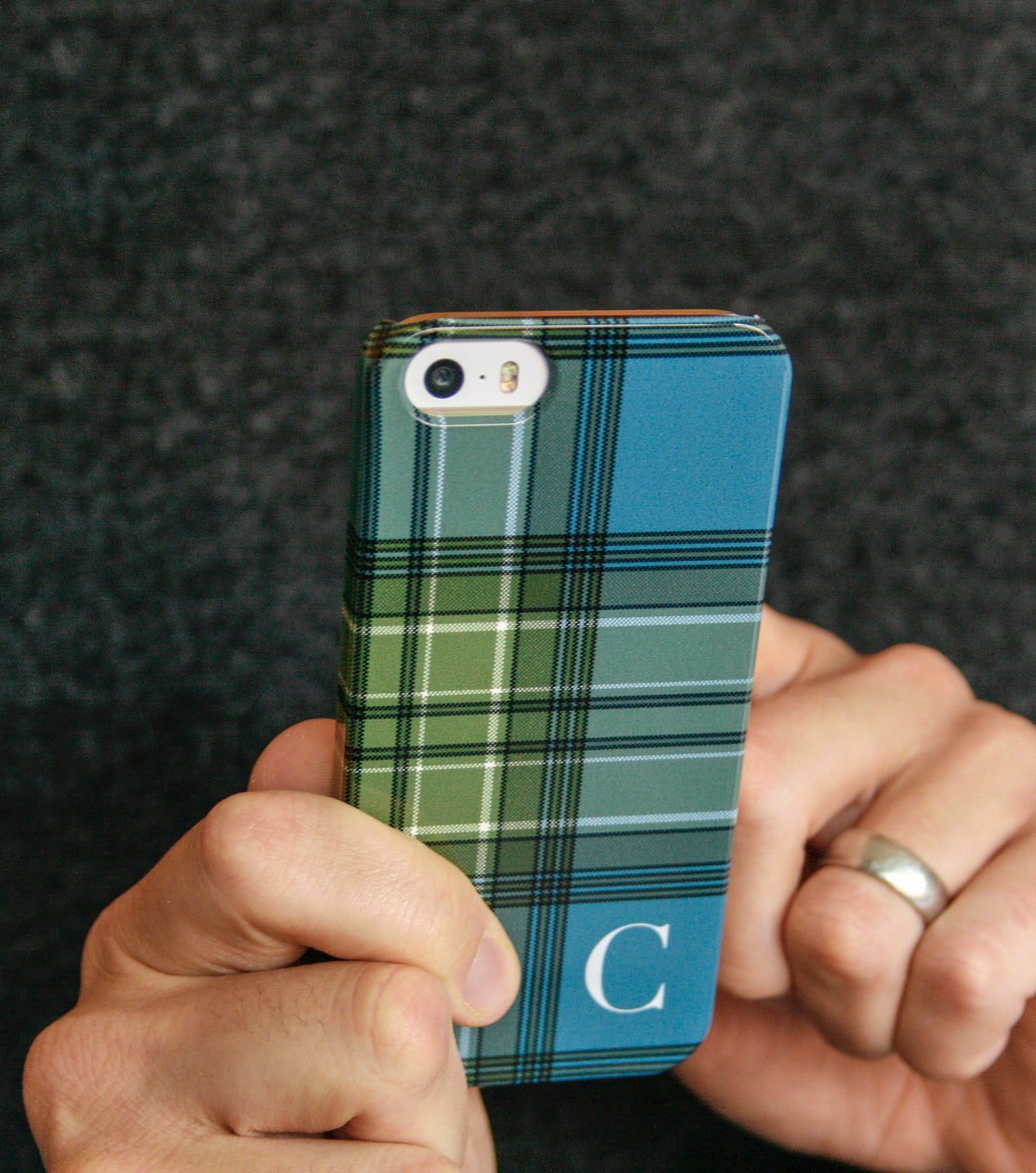 personalized Blue Plaid slim case