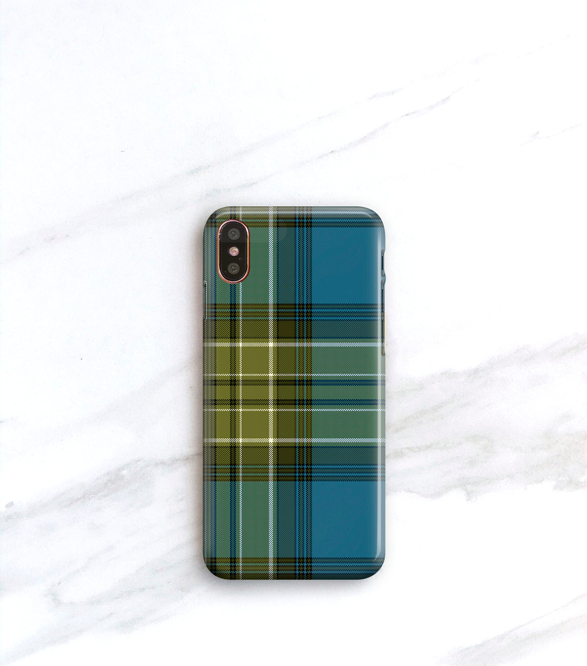 blue green plaid iPhone xs case