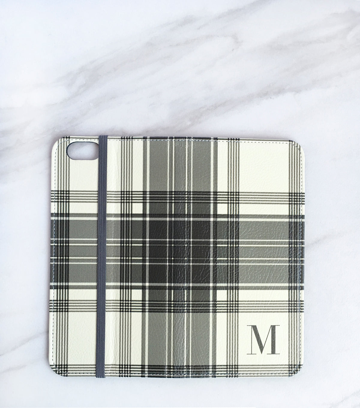 Winter White Plaid Wallet case for iPhone full view