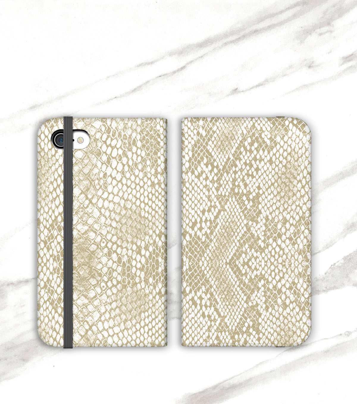 Blonde Snakeskin Wallet case for iPhone front and back