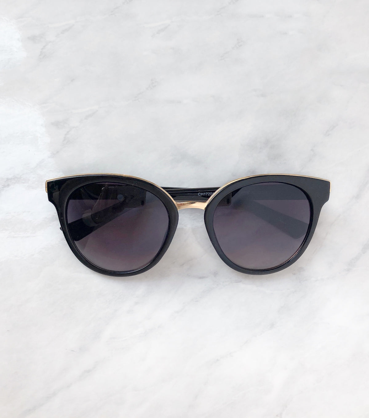 black cat eye sunglasses with gold trim