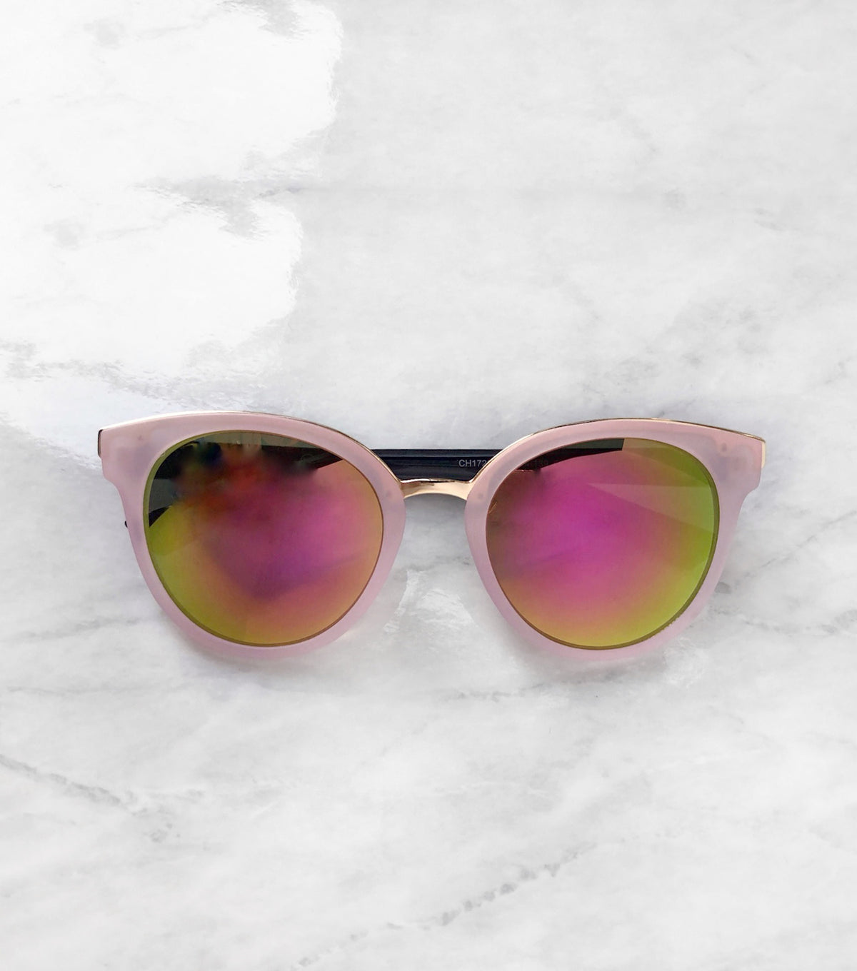 pink cat eye sunnies with tropical lenses