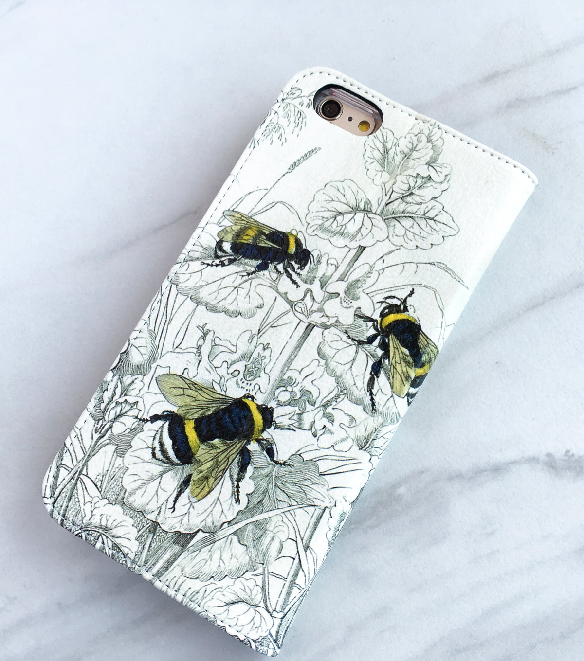 Bees Wallet case on marble