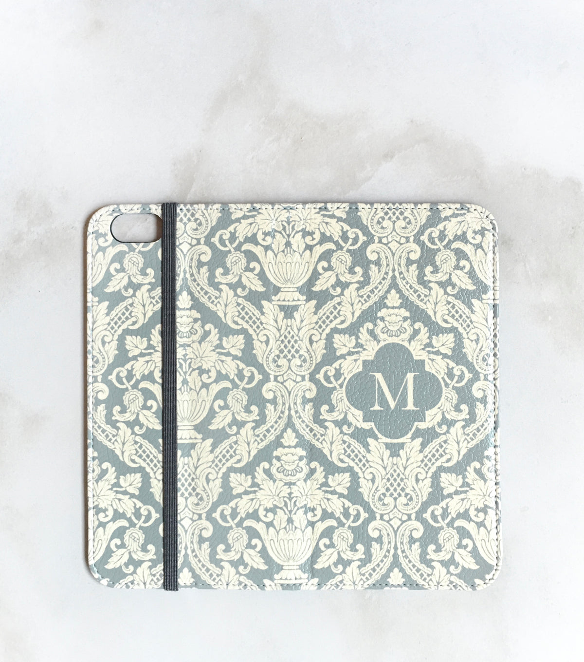 Gray Damask Wallet Case