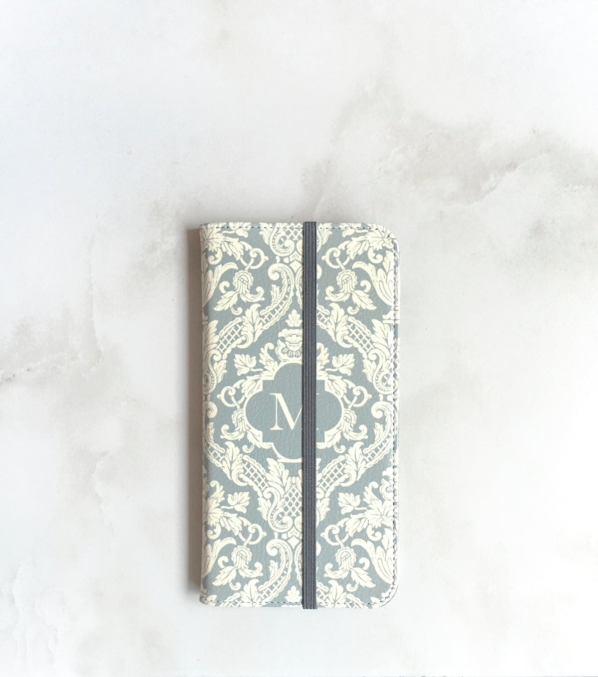 Gray Damask Wallet Case