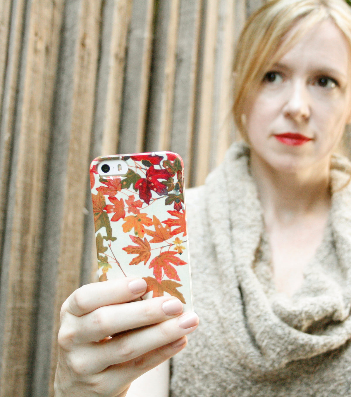 Fall Leaves case with happy customer