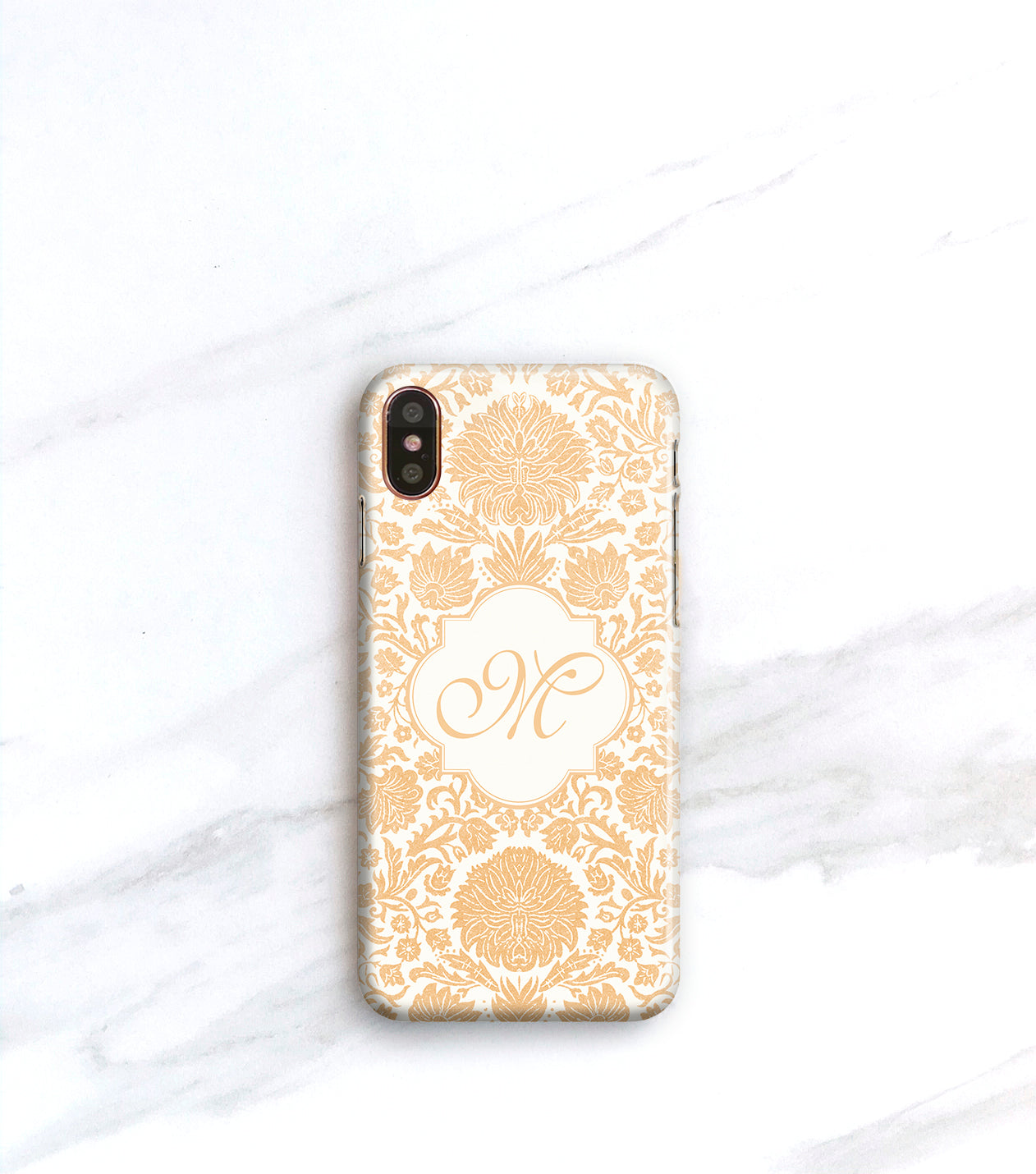 Personalized pink floral damask case for iPhone X