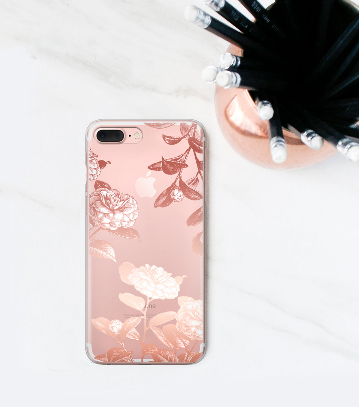 Rose gold floral iPhone 7 Plus case