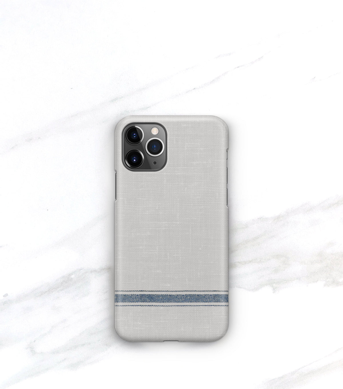 minimalist french blue stripe on gray iphone 11 pro case with soft matte finish
