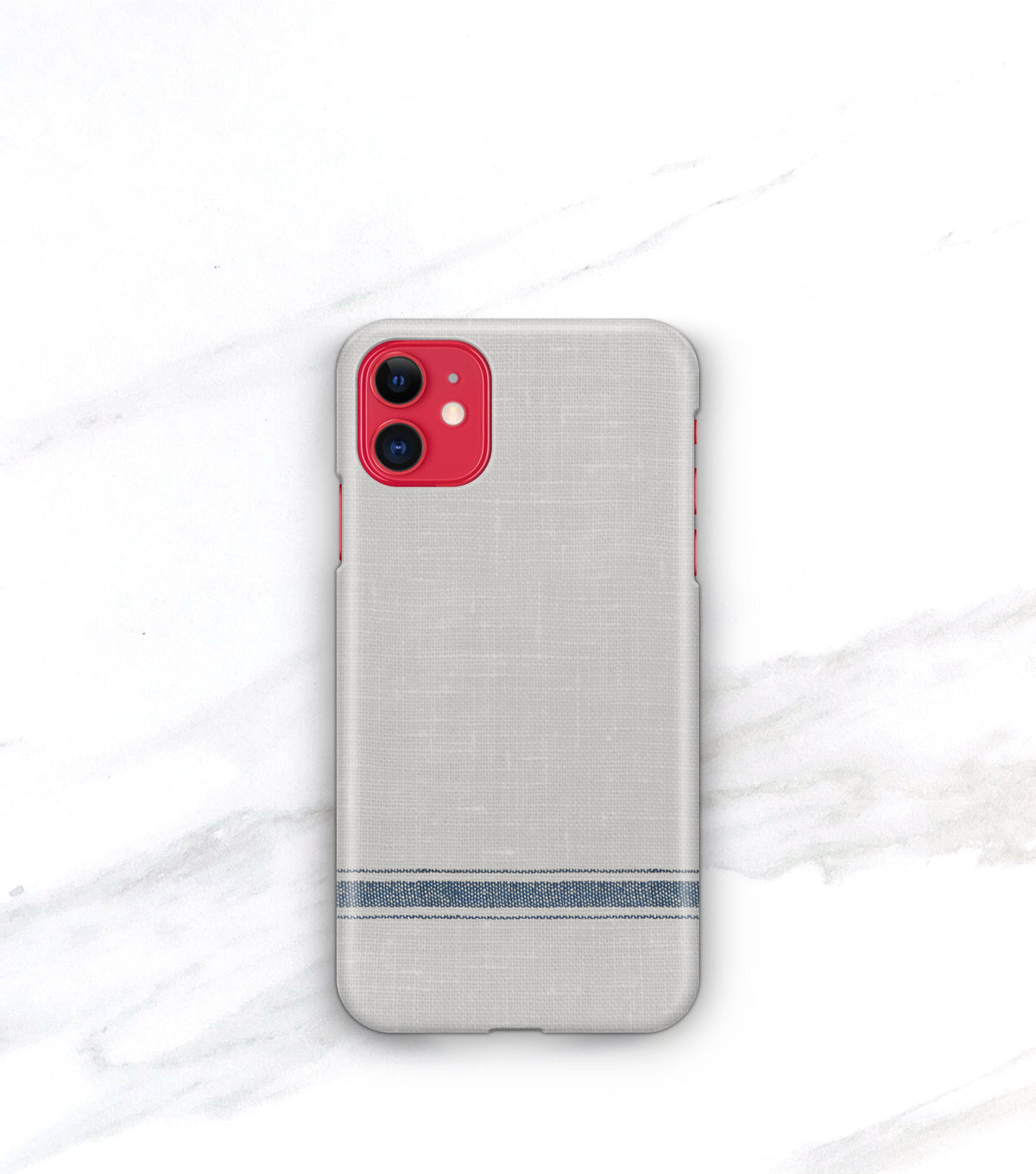 red iphone 11 in urban farmhouse grain sack stripe phone case