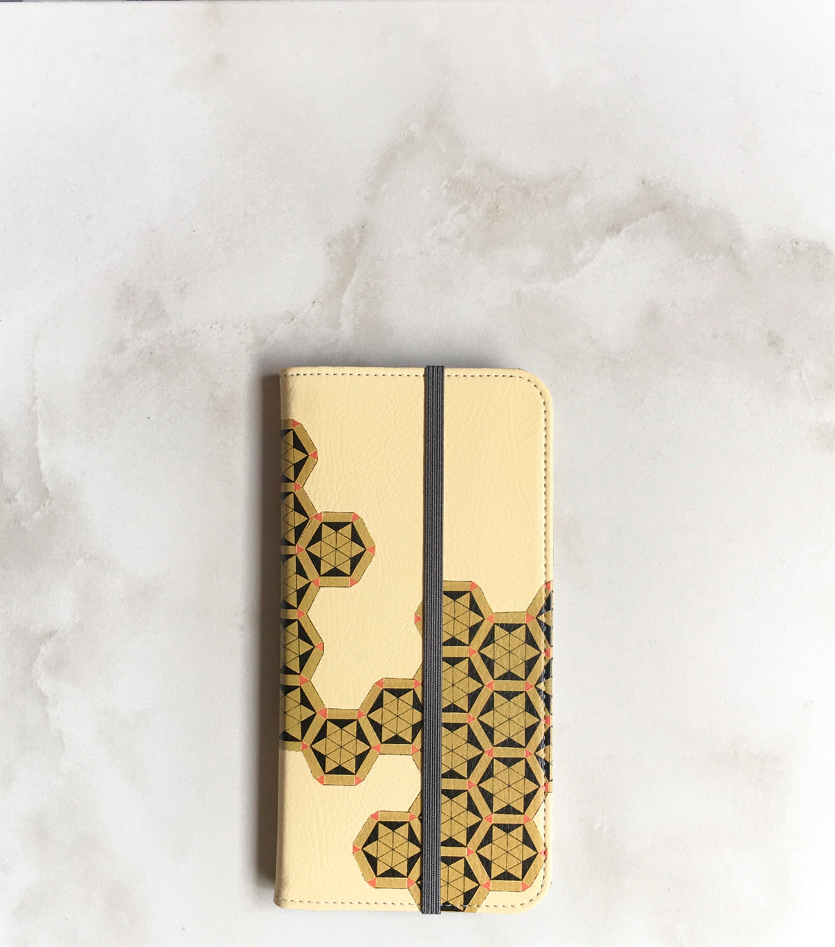 Geometric Honeycomb Wallet case for iPhone with strap