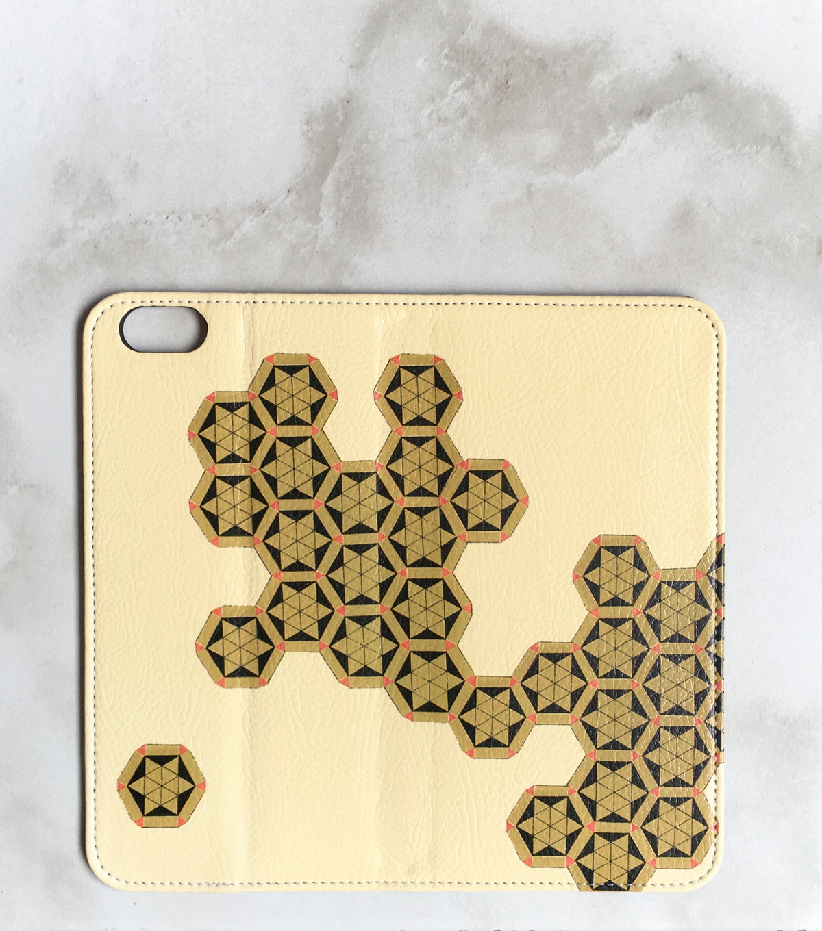 Geometric Honeycomb Wallet case for iPhone full view
