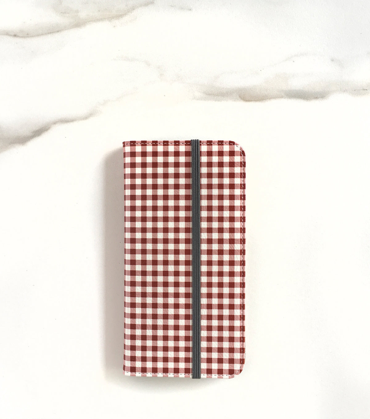Red Gingham Wallet case for iPhone with strap
