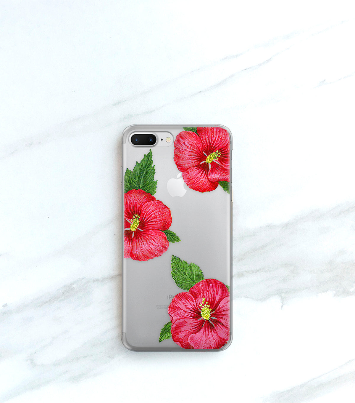 Hawaiian Tropic Clear case over silver iPhone