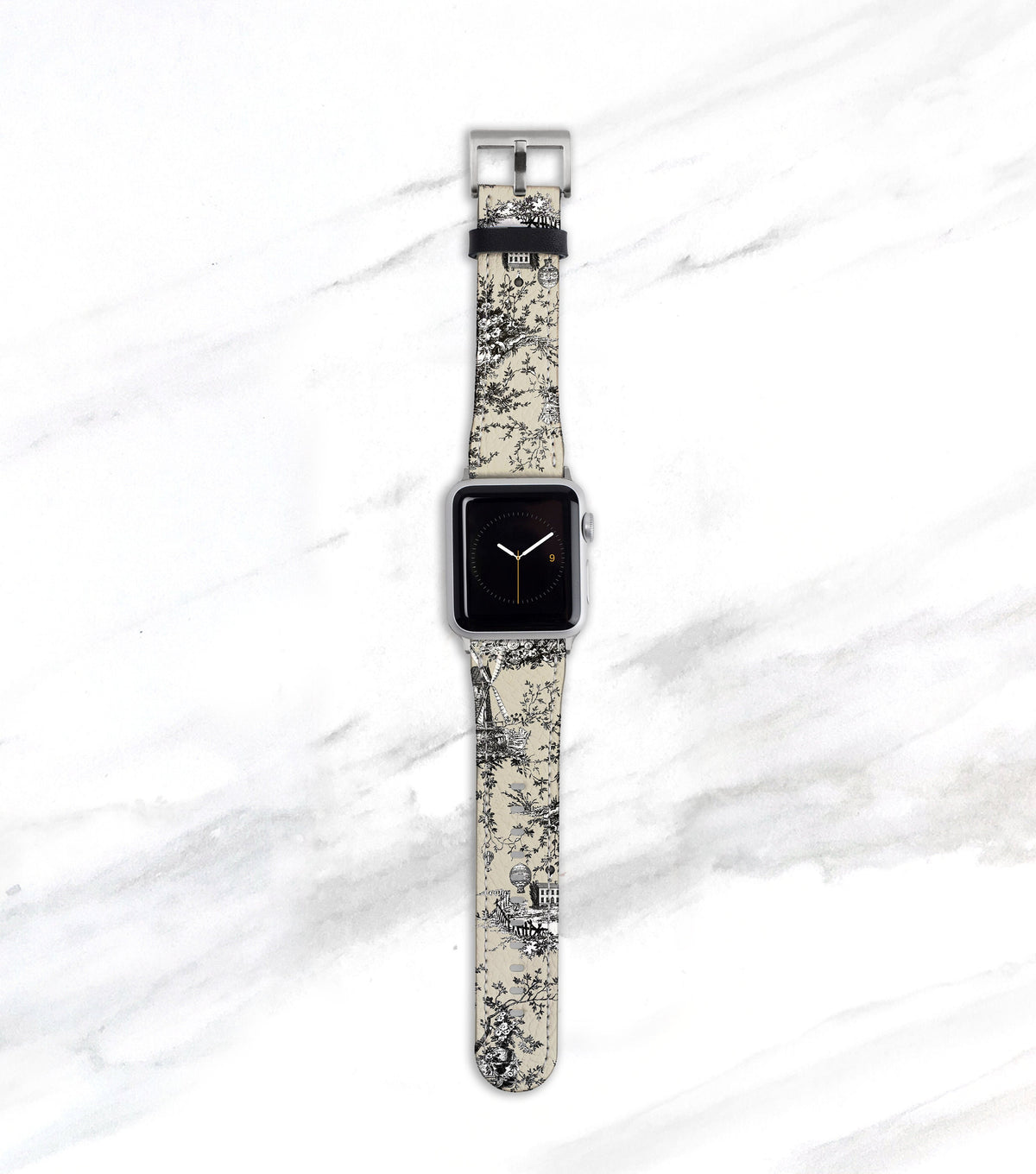 Black and Linen Toile Apple Watch Band