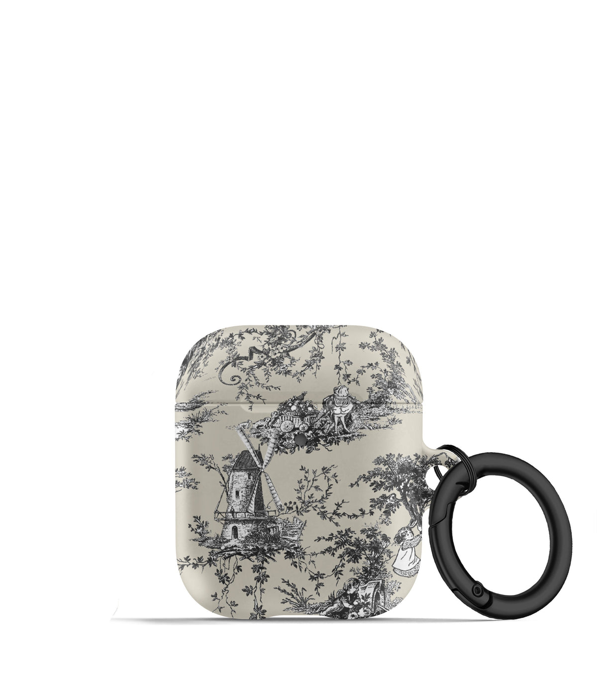 Matte Black Toile Print AirPod Case