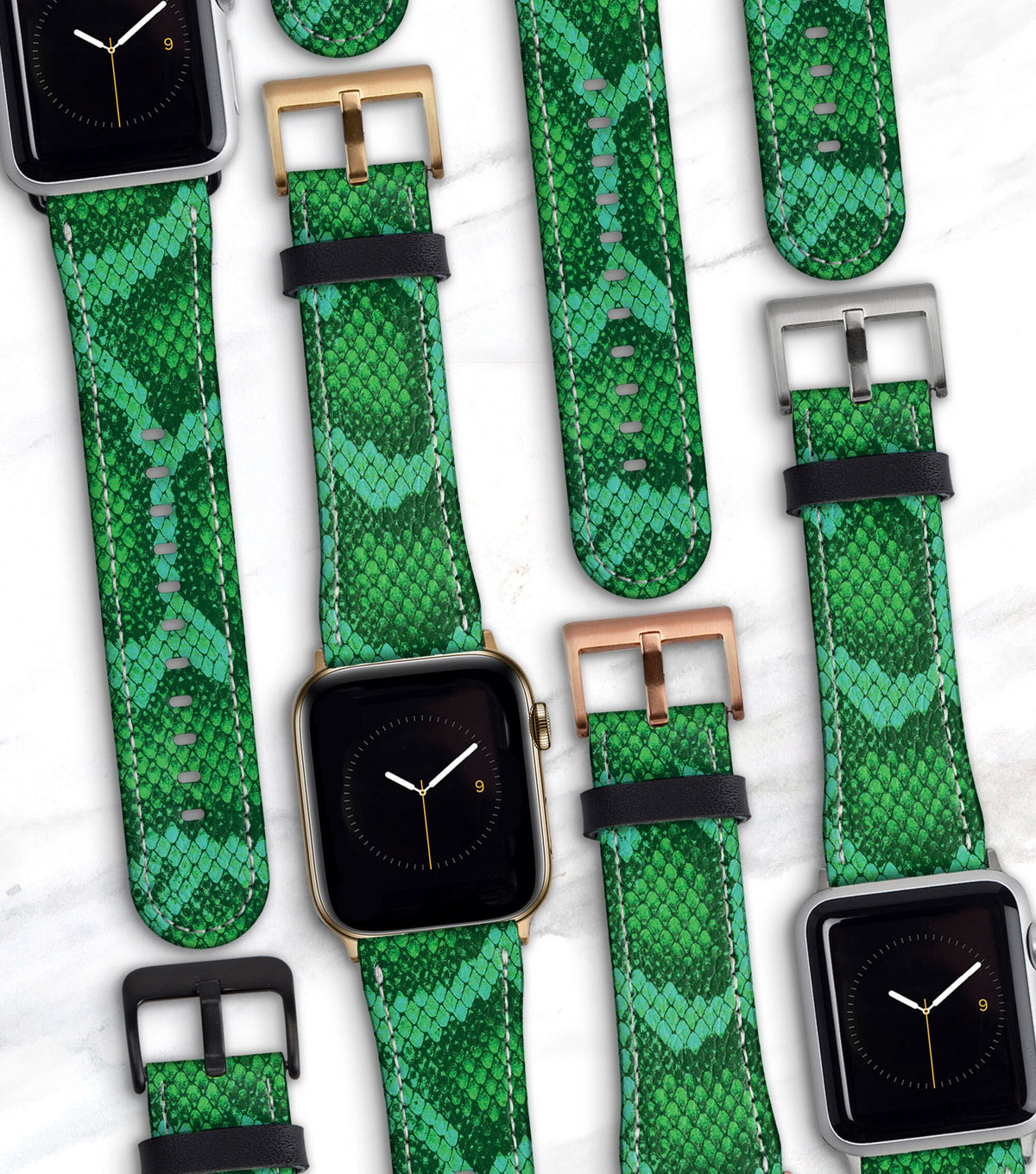 Green Snakeskin Print AppleWatch Band