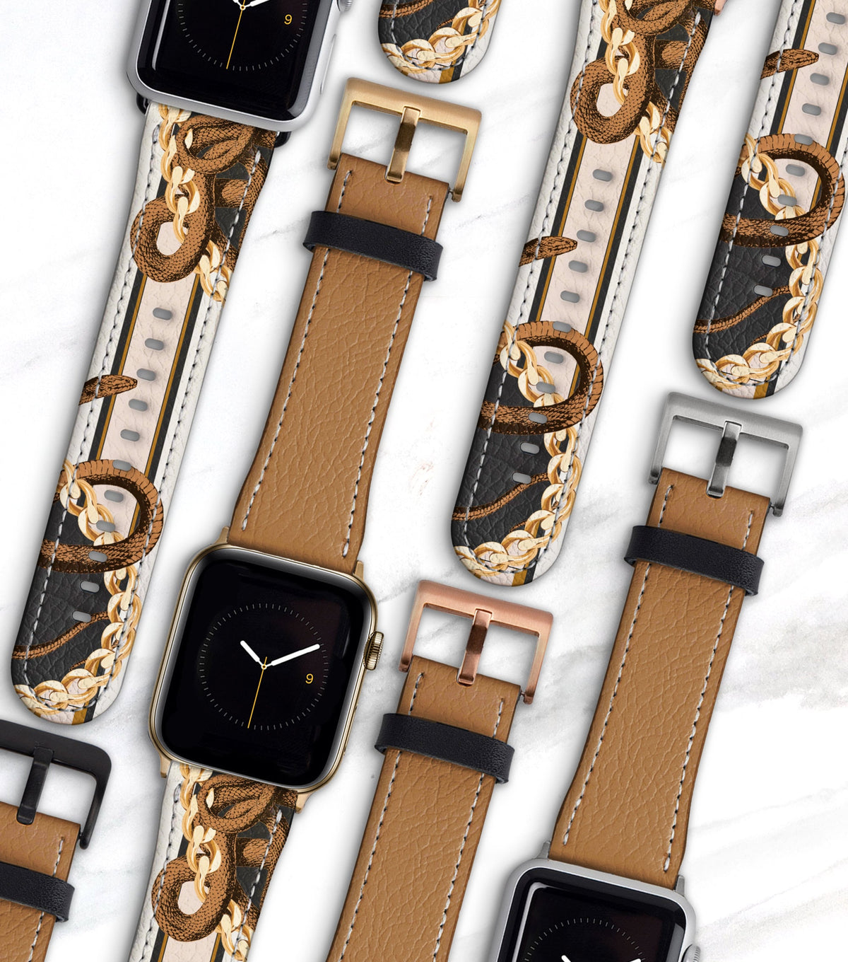 Designer Chain Print Apple Watch Band