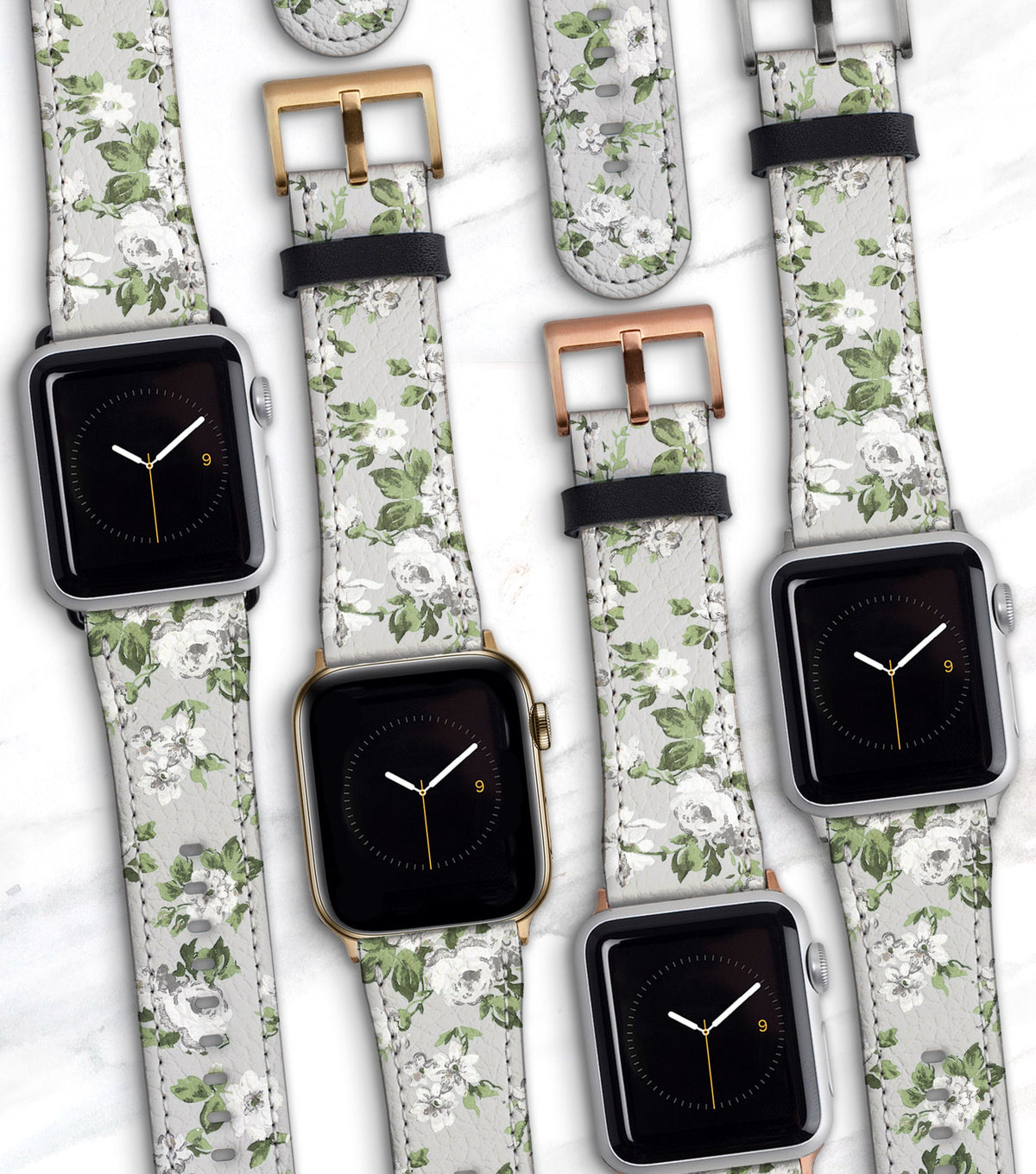 Tiny Ditsy Floral Gray Apple Watch Band