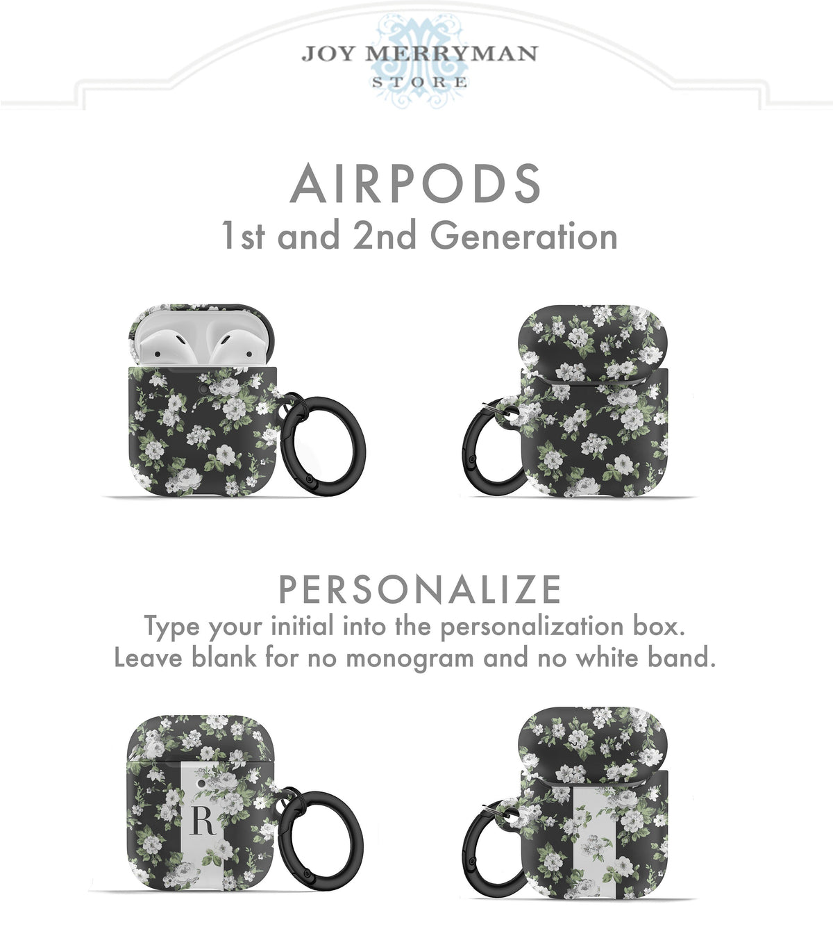 Tiny Floral on Black AirPods Case