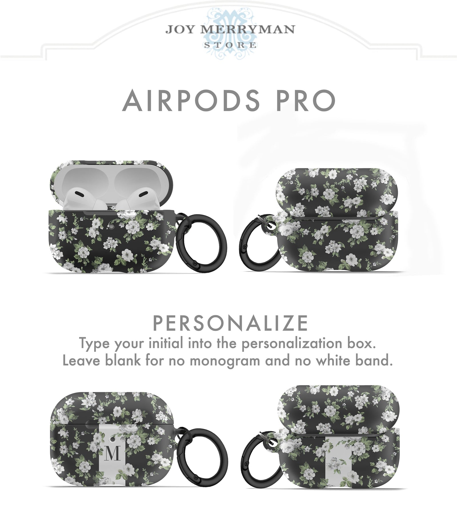 Tiny Floral on Black AirPods Case