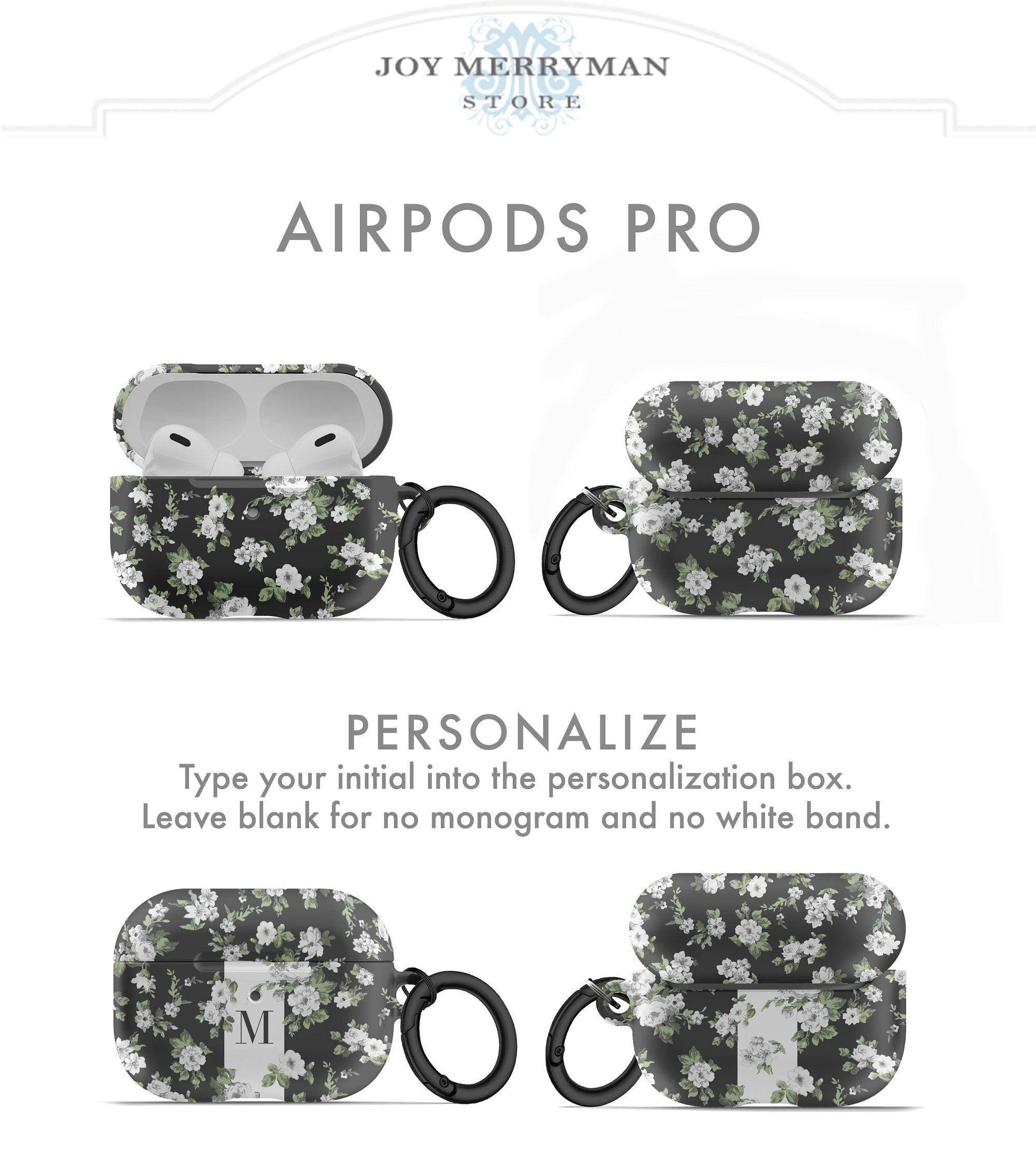 Tiny Floral on Black AirPods Case