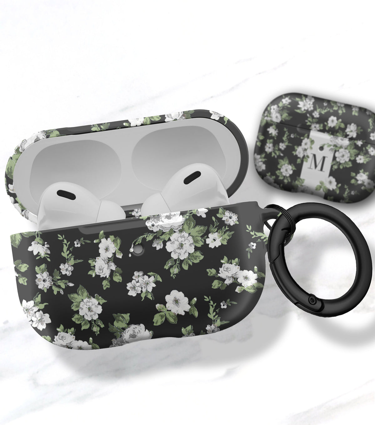 Tiny Floral on Black AirPods Case