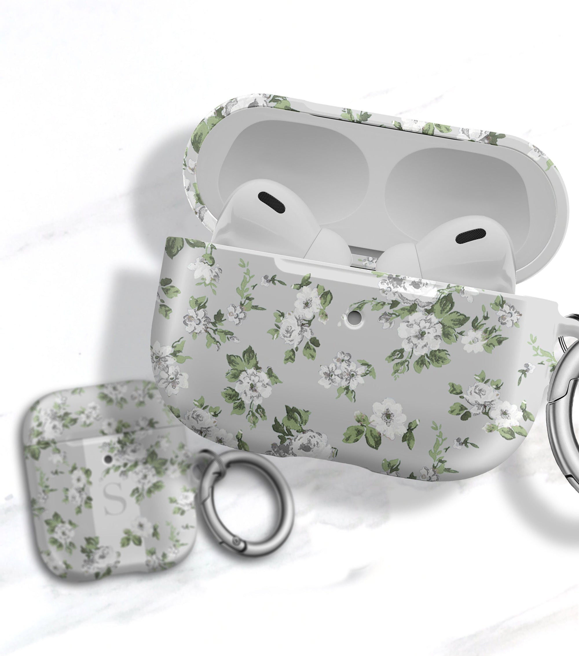Tiny Floral on Gray AirPods Case