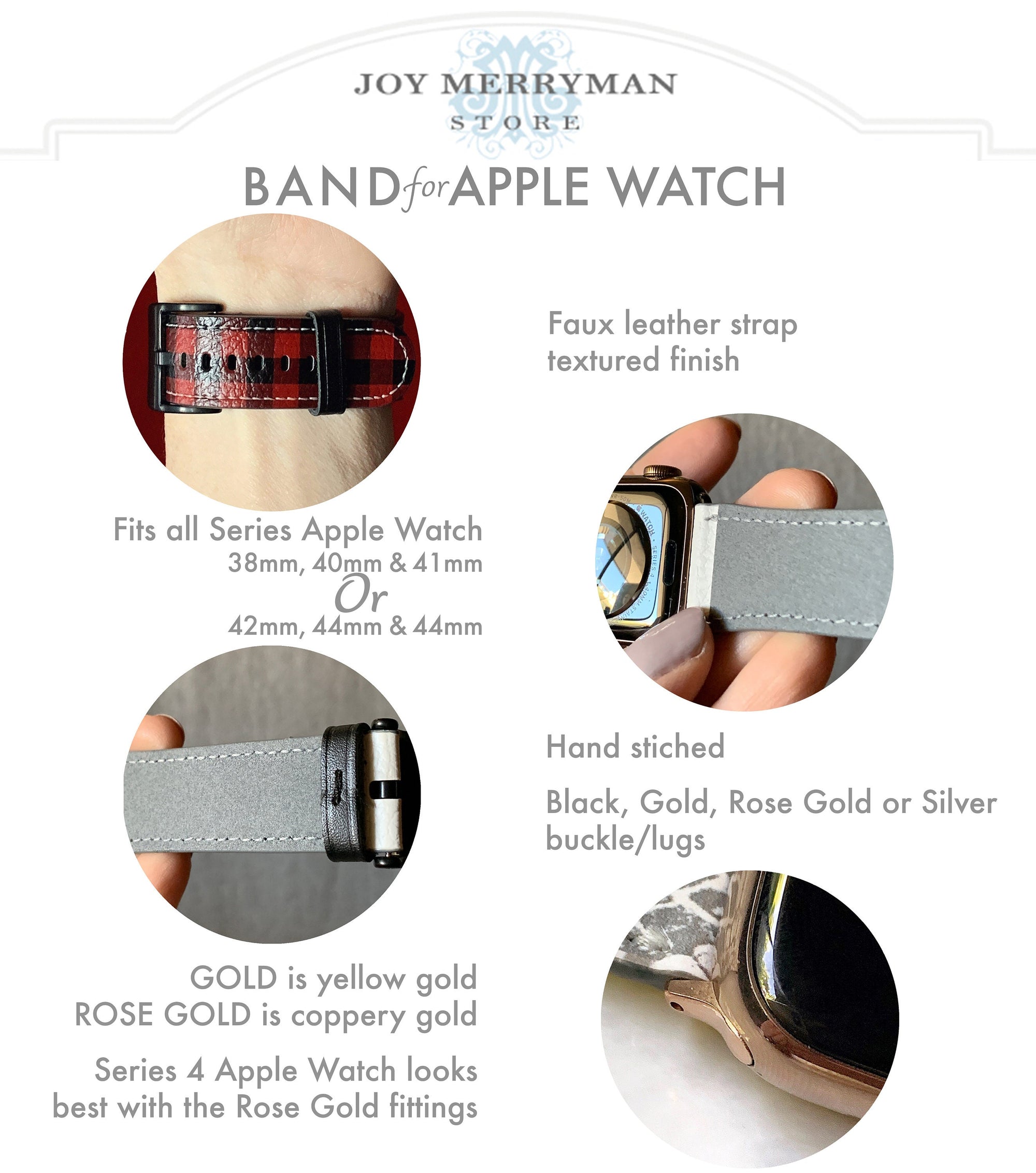 Fair Isle Black & Cream Apple Watch Band
