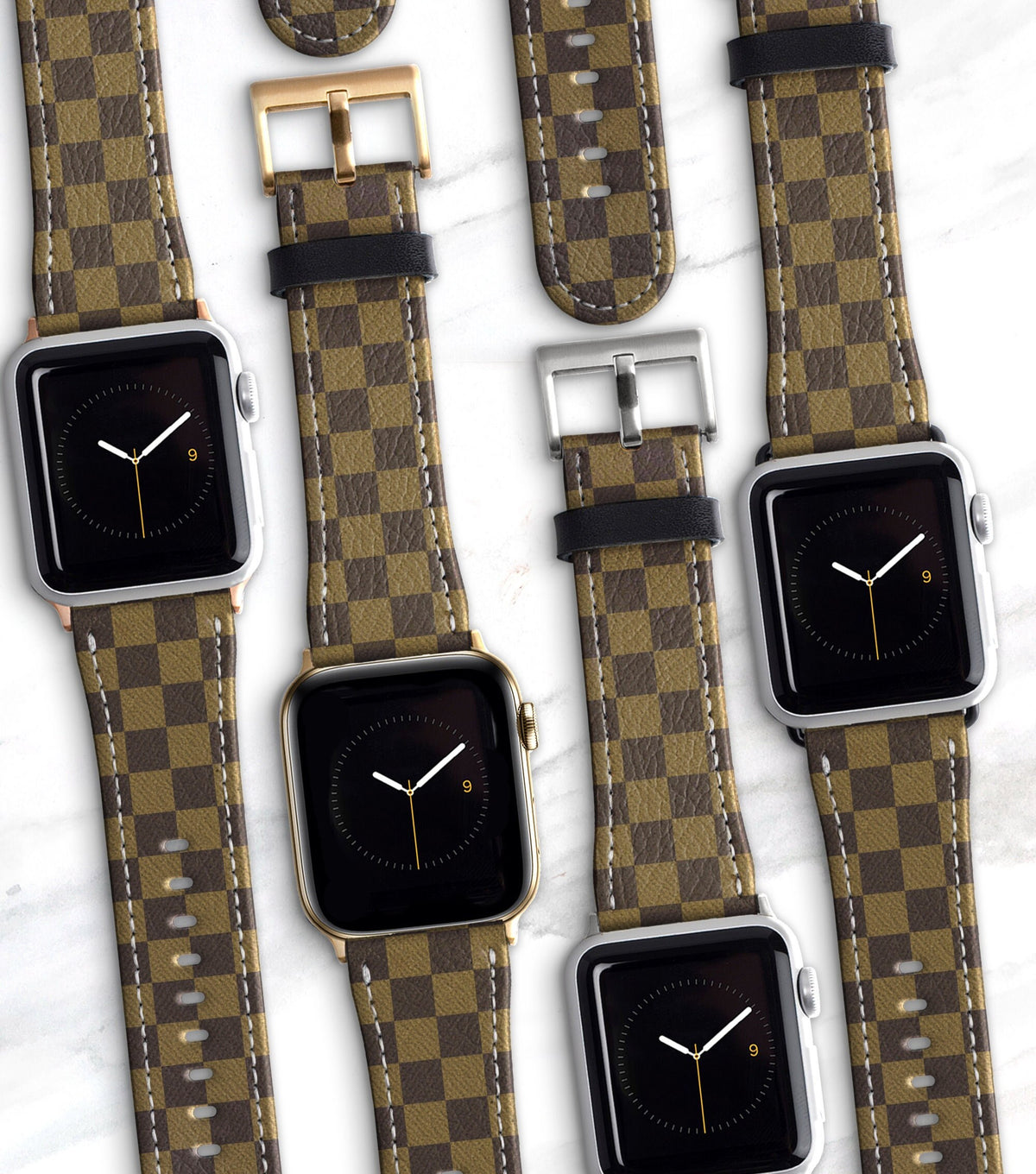 Brown Checkered Apple Watch Band