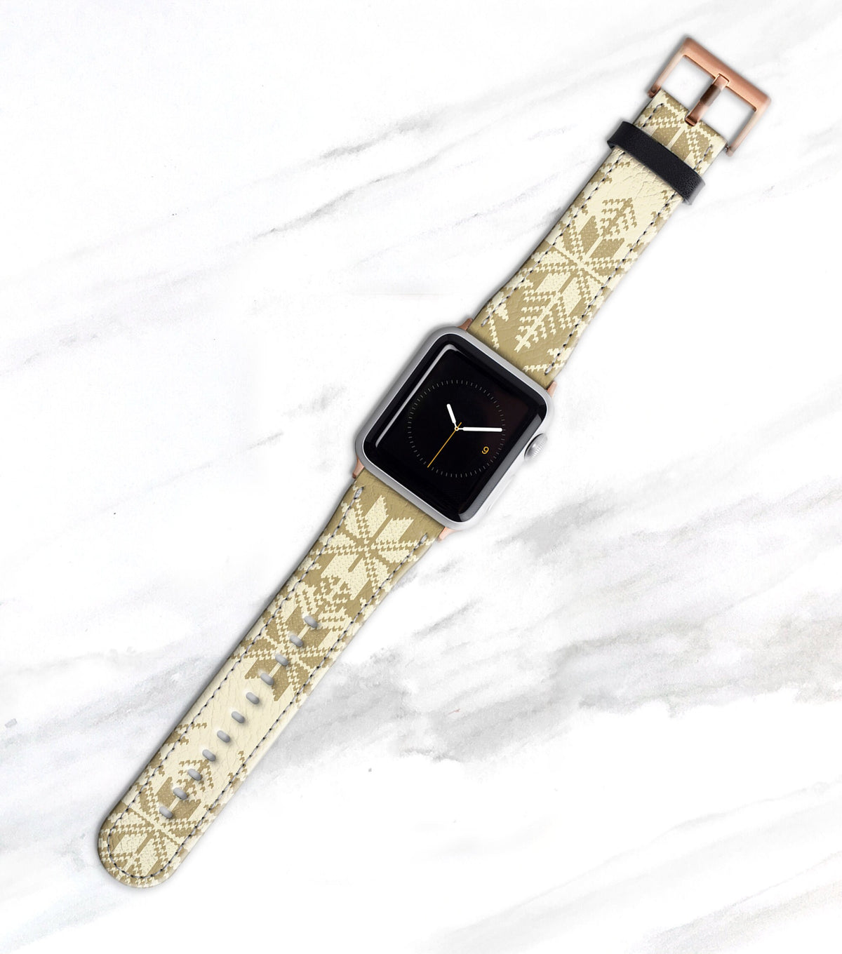 Fair Isle Cream &amp; Tan Apple Watch Band