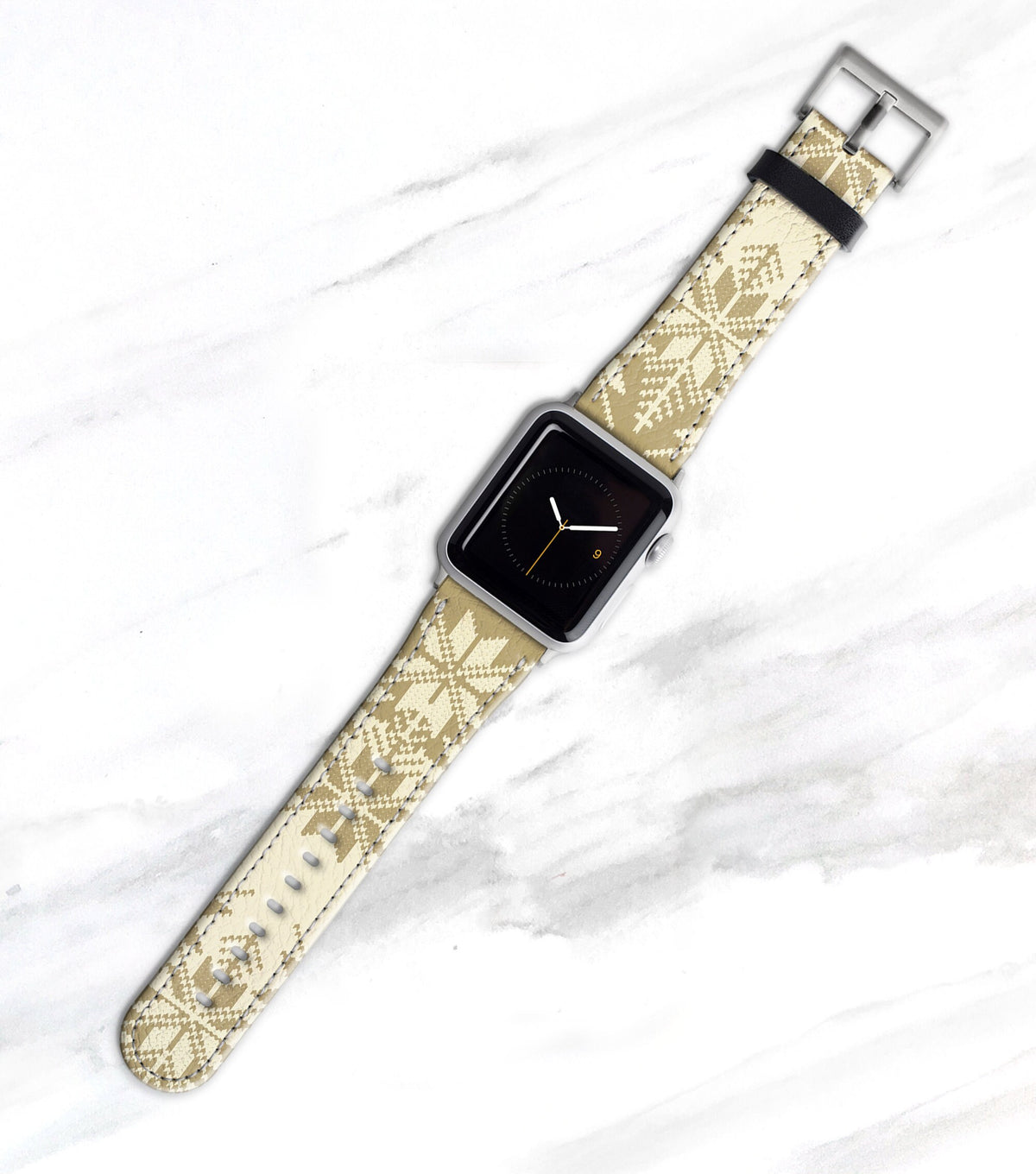 Fair Isle Cream &amp; Tan Apple Watch Band