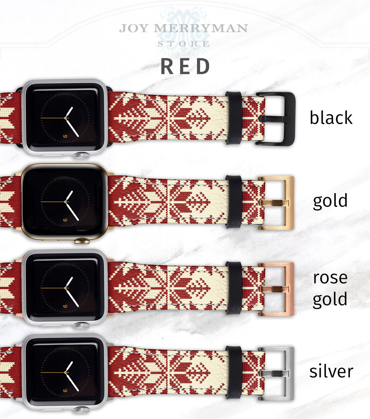 Fair Isles Red Apple Watch Band