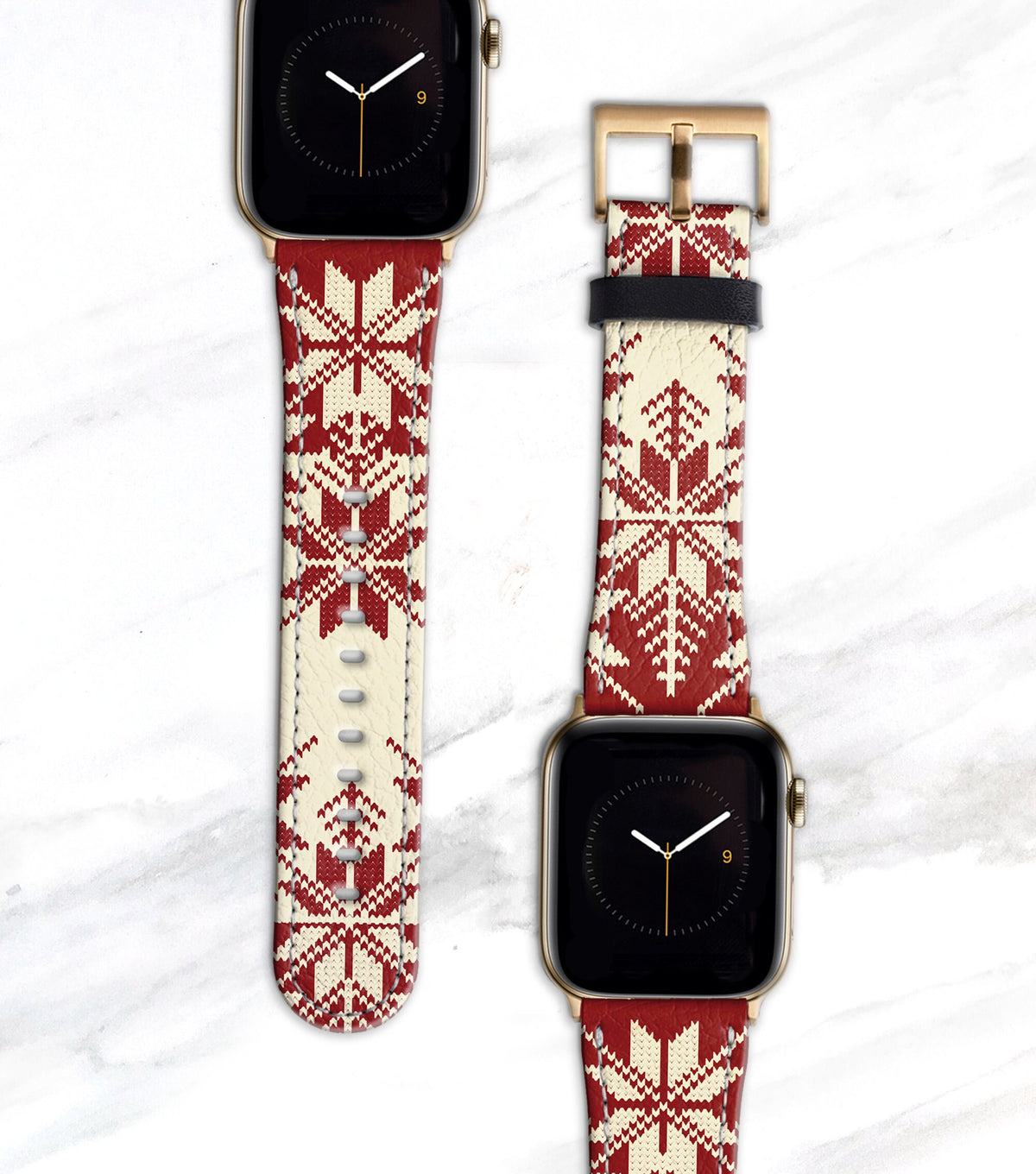 Fair Isles Red Apple Watch Band