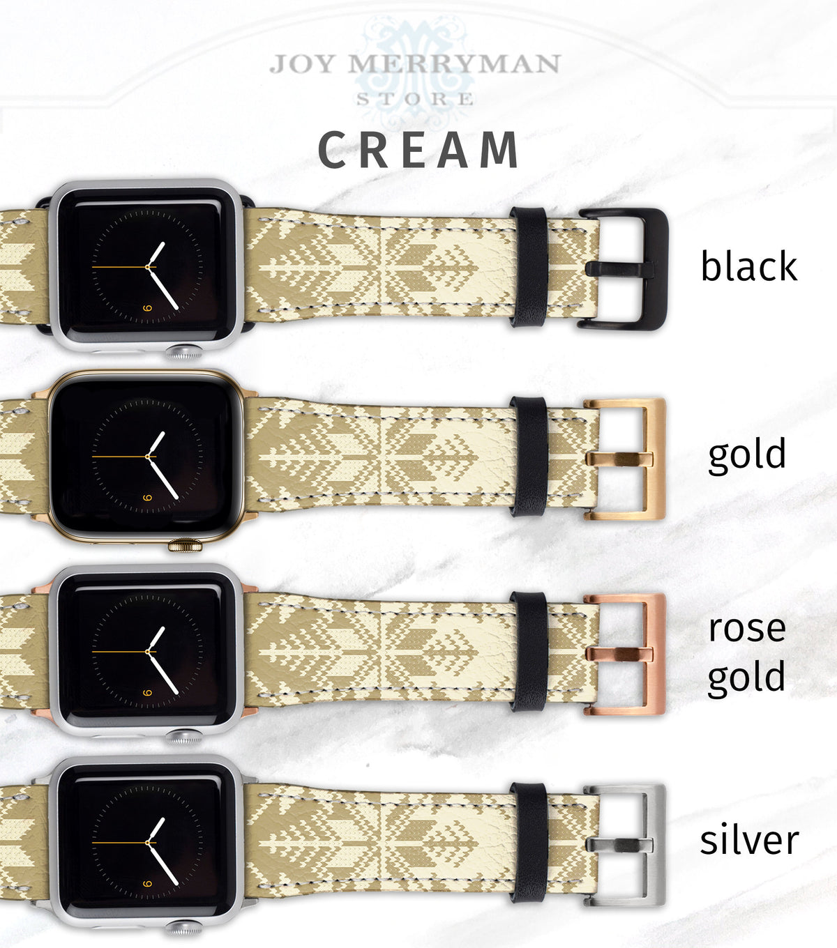 Fair Isle Cream &amp; Tan Apple Watch Band