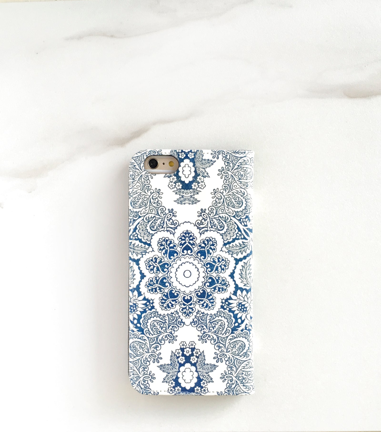 Indigo Boho Wallet case for iPhone with strap