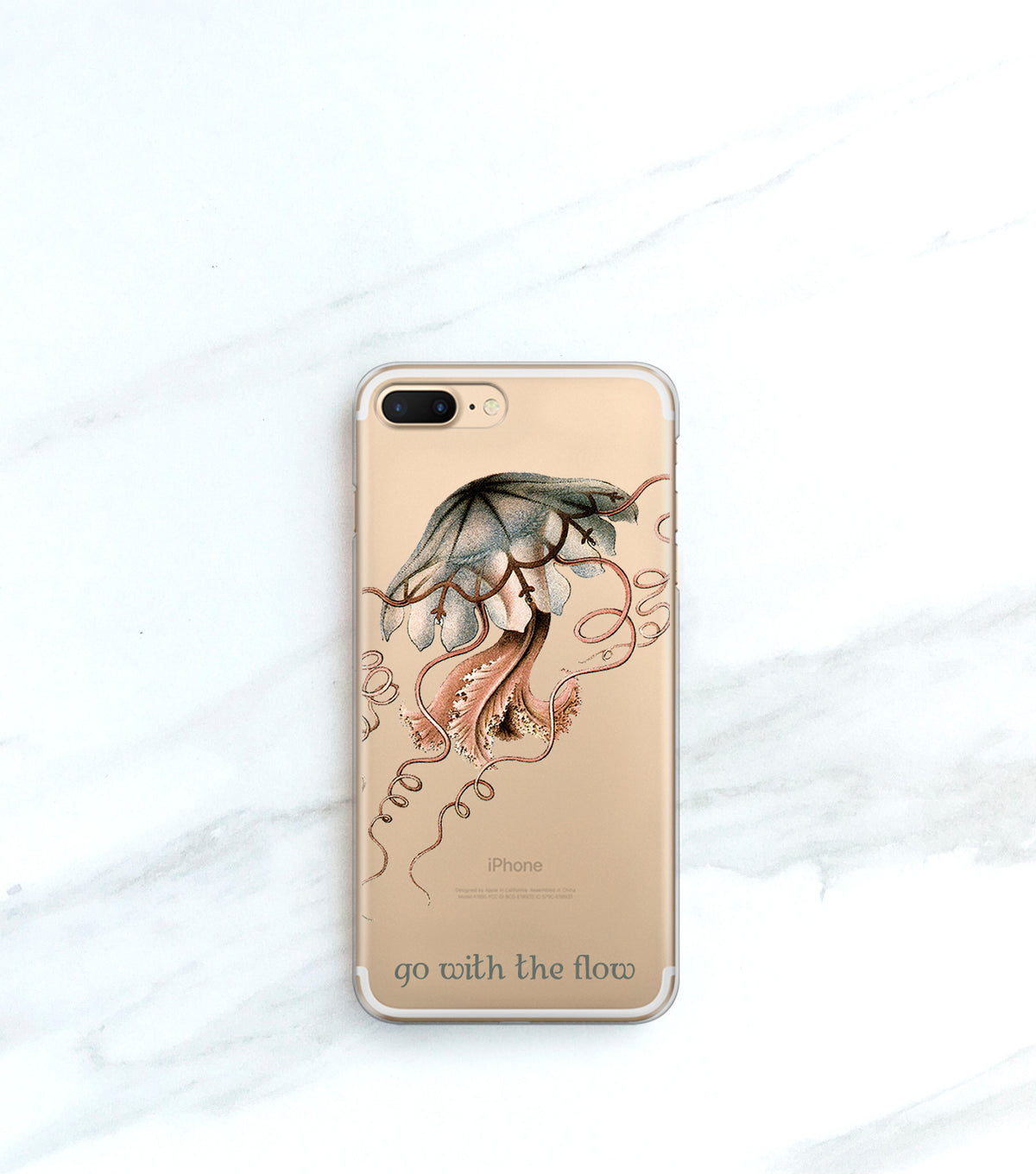 Jellyfish Clear case over a gold iPhone