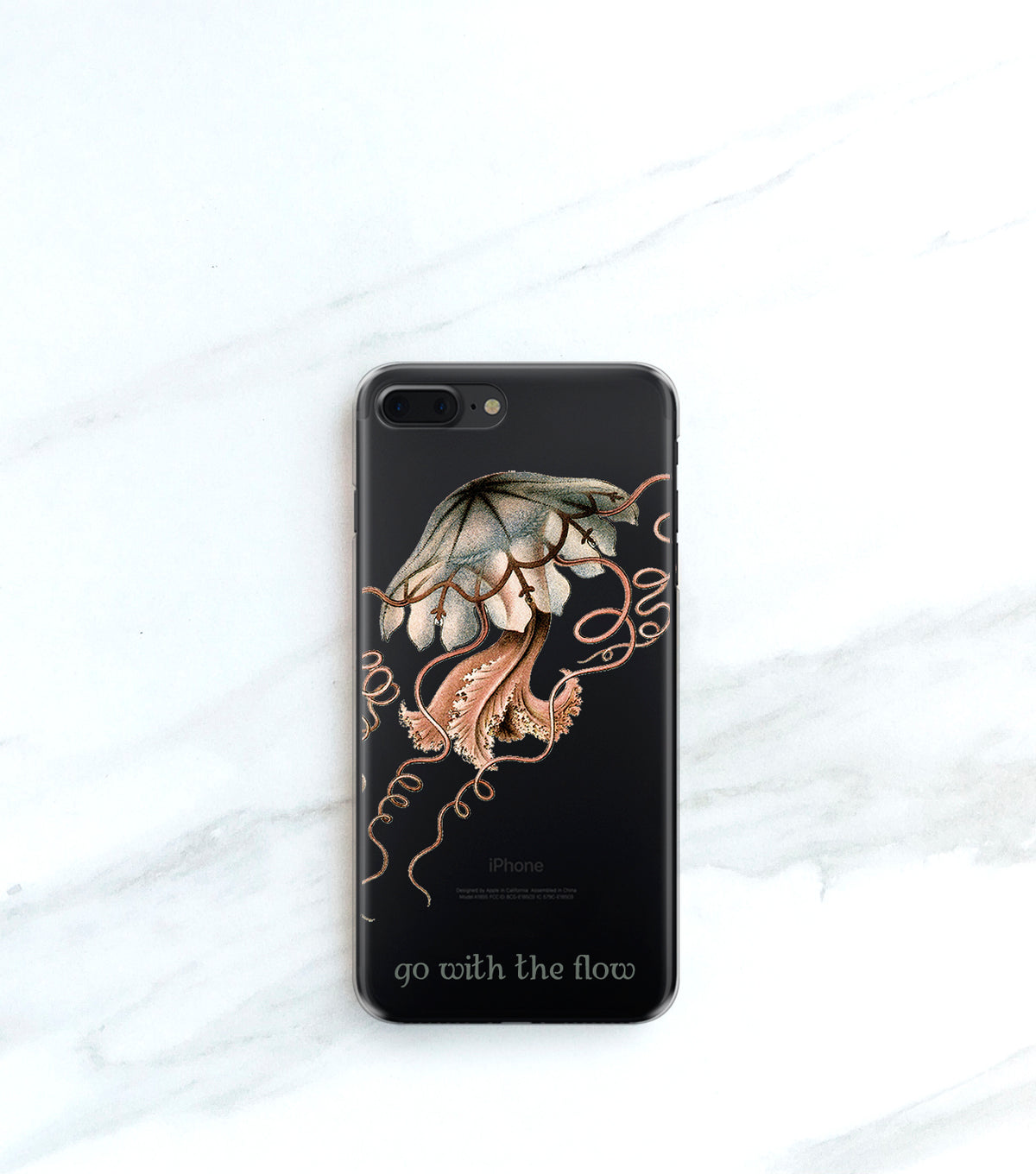 Jellyfish Clear case over a black iPhone