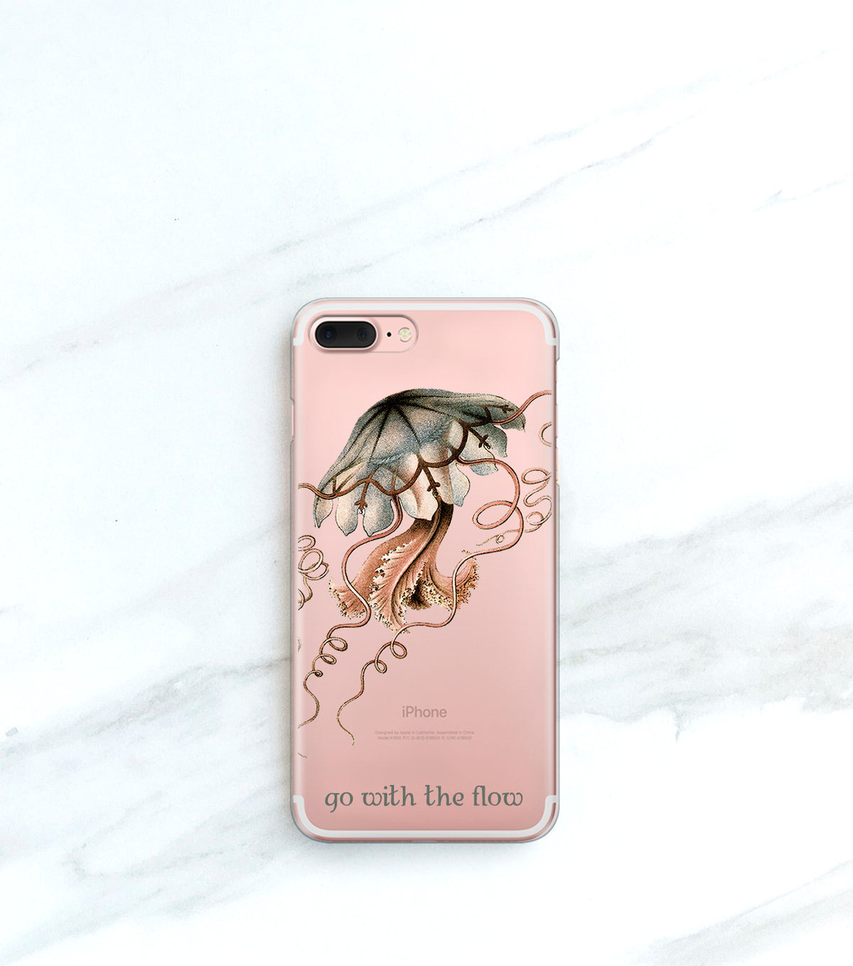Jellyfish Clear case over a rose gold iPhone