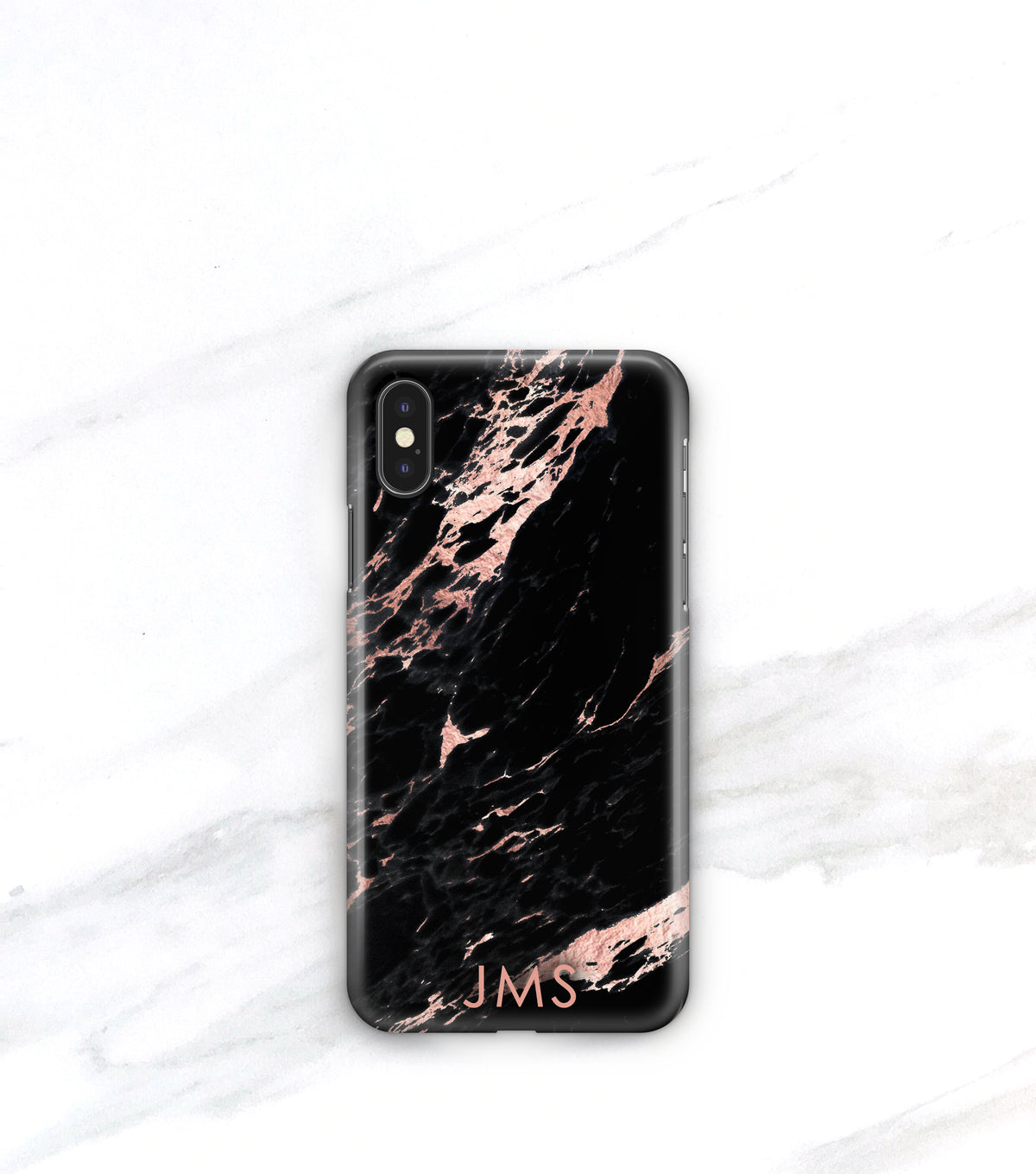 black marble iPhone xs case with initials