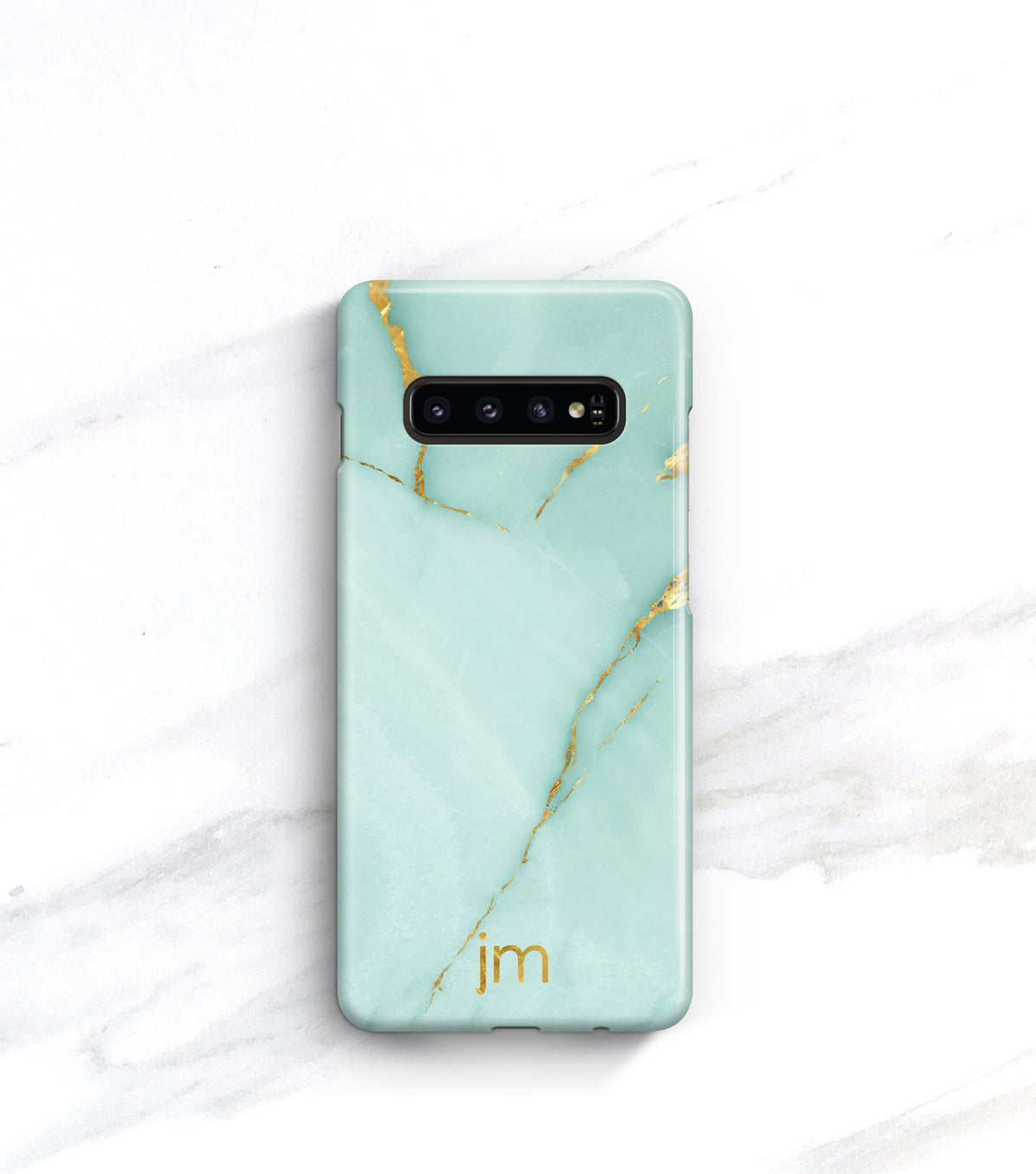Aqua and gold onyx marble samsung galaxy case