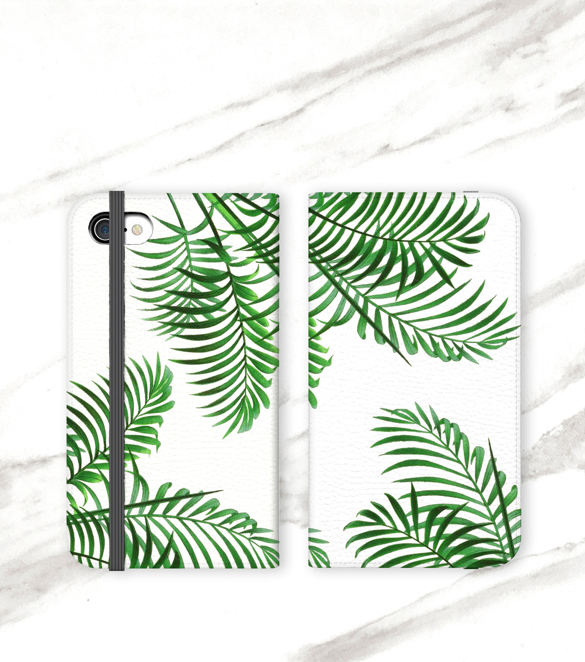 Palm Fronds Wallet case for iPhone front and back