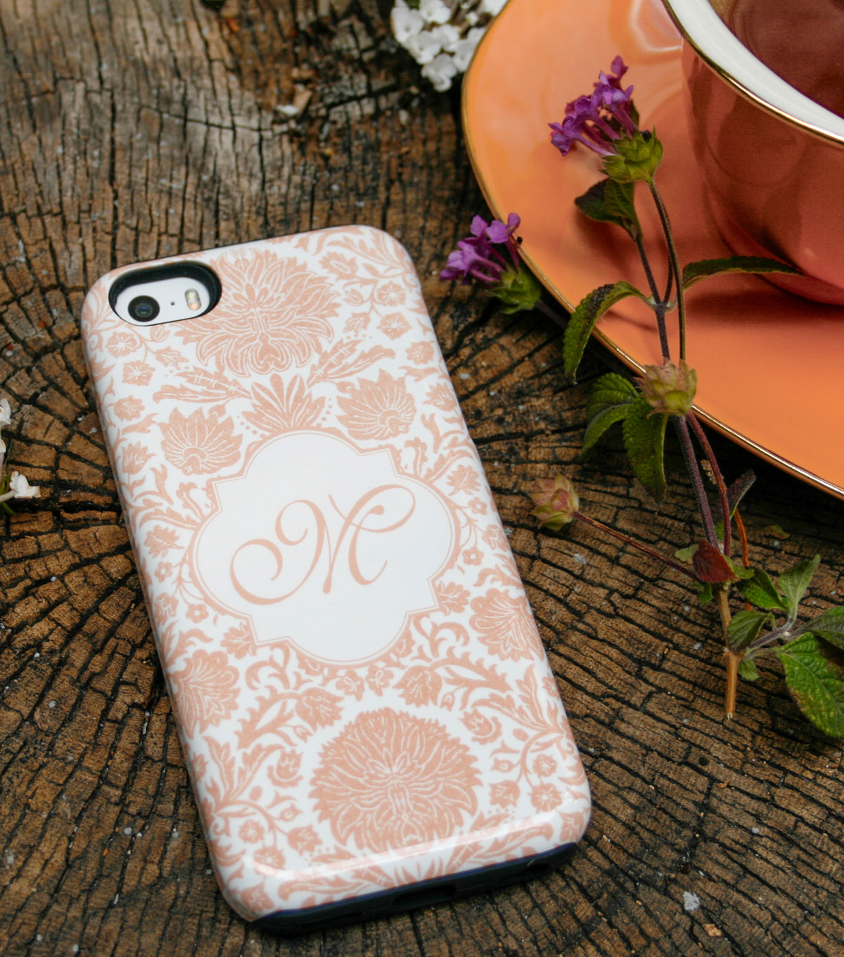 Peach Floral Damask tough case
