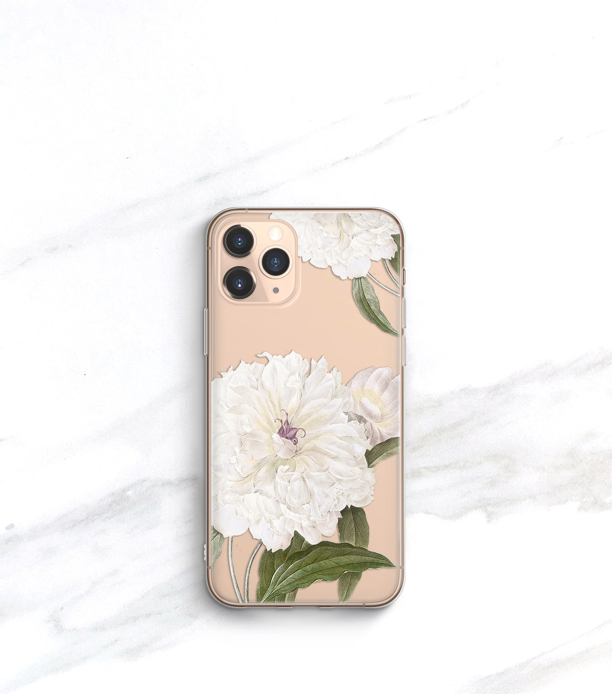 White Peony Clear Case | iPhone