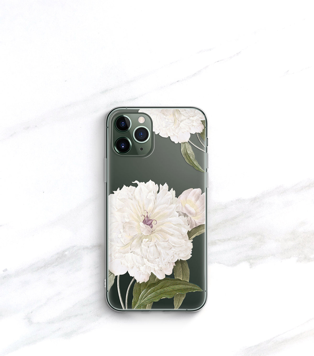 White Peony Clear Case | iPhone