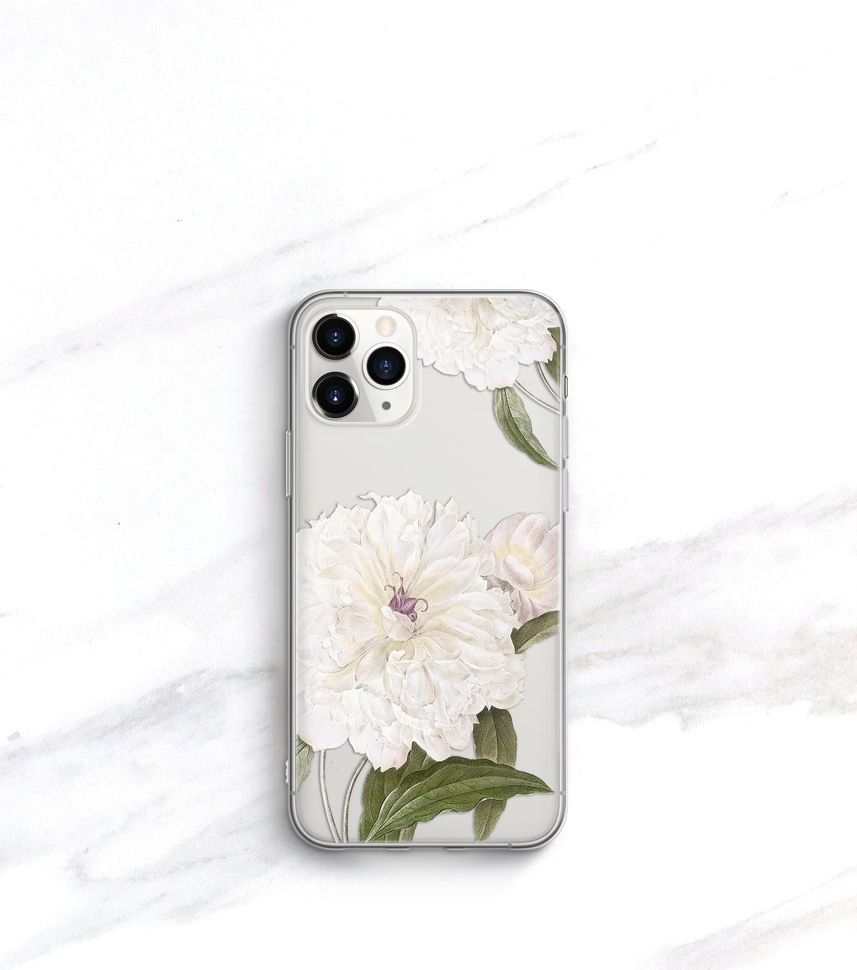 White Peony Clear Case | iPhone